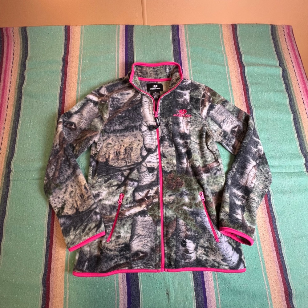 Mossy Oak Fleece Jacket Womens S Pink Camo Mountain Country Full Zip W316236